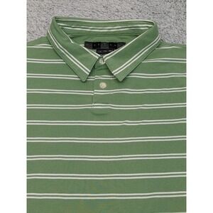 Nike Golf XXL Green‎ White Striped Polo Shirt Vintage Crest Logo Fit Dry Style